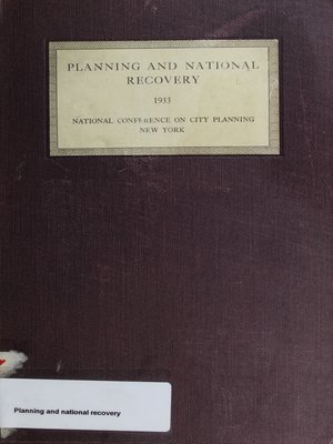 cover image of Planning and National Recovery: Planning Problems Presented at the Twenty-Fifth National Conference on City Planning
